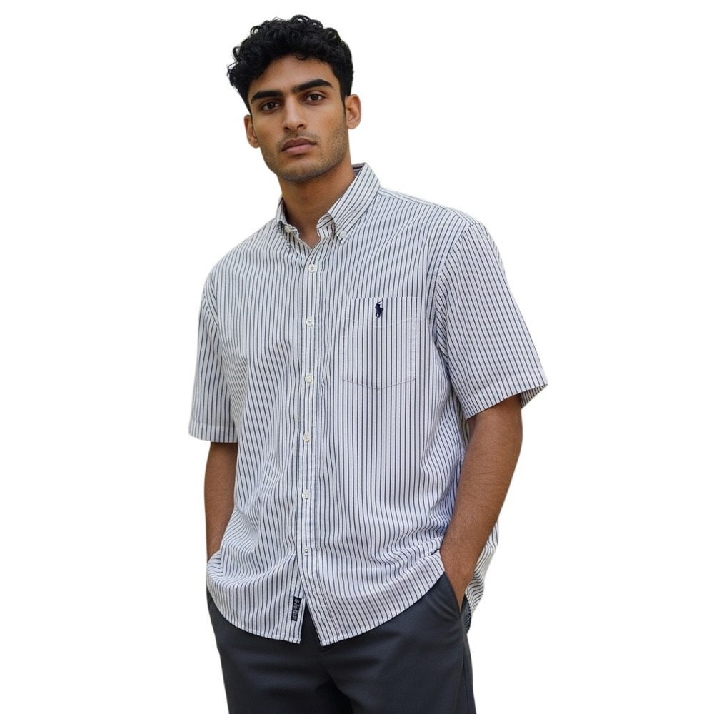 Ralph Lauren Golf Mens Striped Short Sleeve Button Down Shirt XL Tilden Cotton